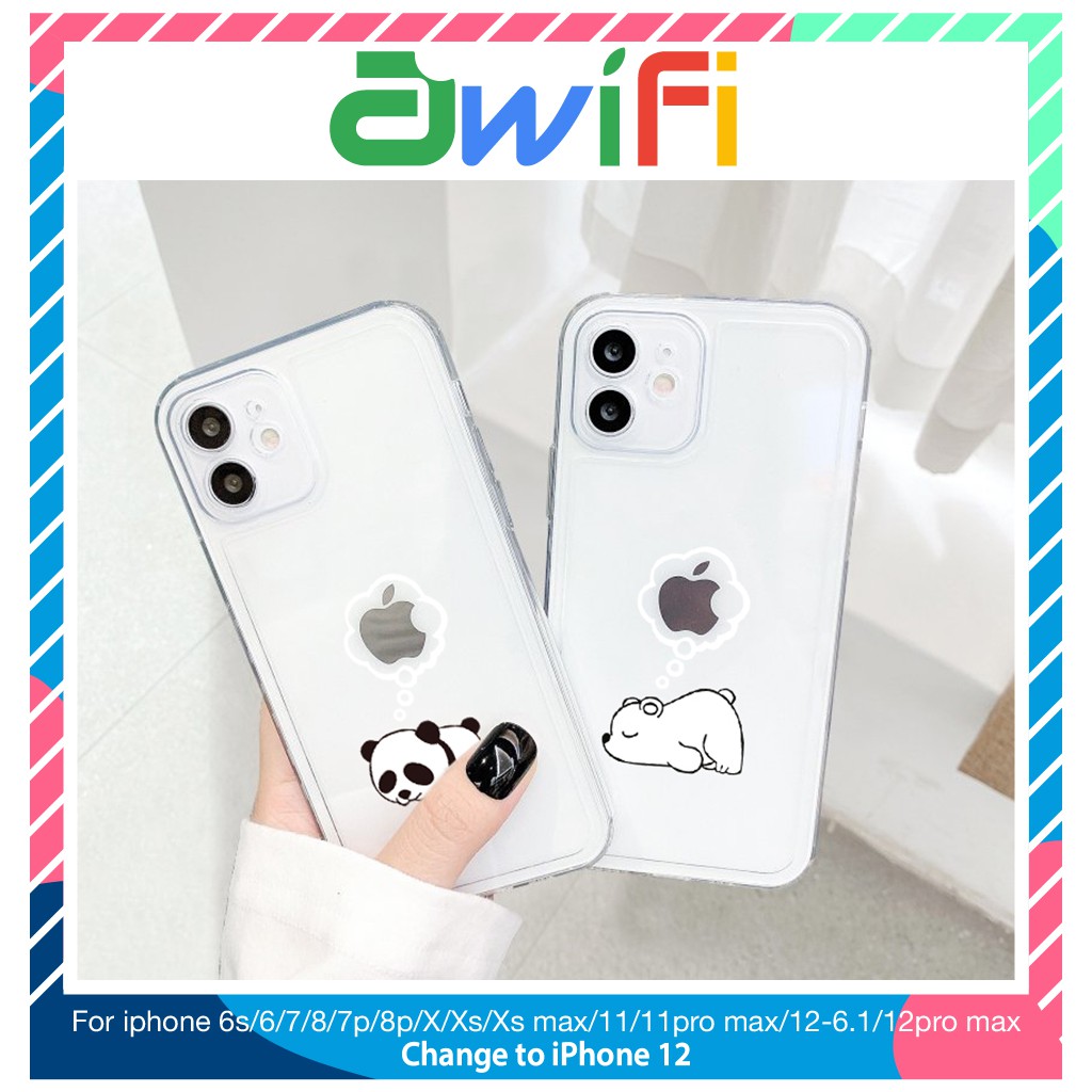 Ốp lưng iphone trong vuông BVC gấu nằm ngủ 6plus/6s/6splus/7/7plus/8/8plus/x/xr/xs/11/12/pro/max/plus/promax-Awifi B3-11