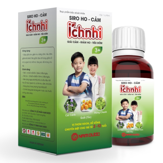 Siro ho cảm Ích Nhi - Nam Dược - Giúp giải cảm, giảm ho, sổ mũi, nghẹt mũi, tăng sức đề kháng cho bé