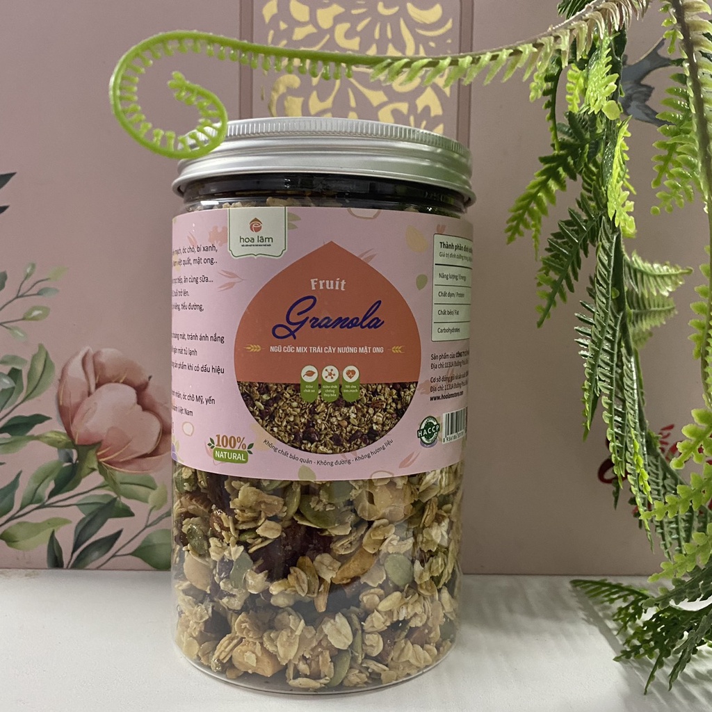 Granola ngũ cốc hạt ăn kiêng giảm cân Hoa Lâm lọ 500g mix hạt dinh dưỡng nhiều hương vị