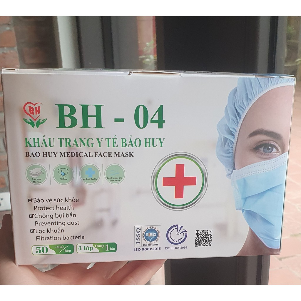 Khẩu Trang Y Tế 4 Lớp Giấy Kháng Khuẩn Bảo Huy, Lọc Bụi, Vi Khuẩn, Hộp 50 Chiếc, đóng 10 - Bảo Huy