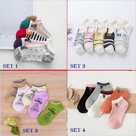 🔥 Set 5 Đôi Tất Nữ - Vớ Nữ Dễ Thương - Mã QA12
