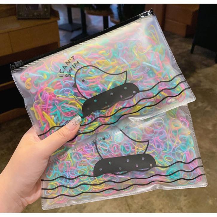 Chun buộc tóc Hàn Quốc túi zip 500 chiếc nhiều màu dễ thương C31