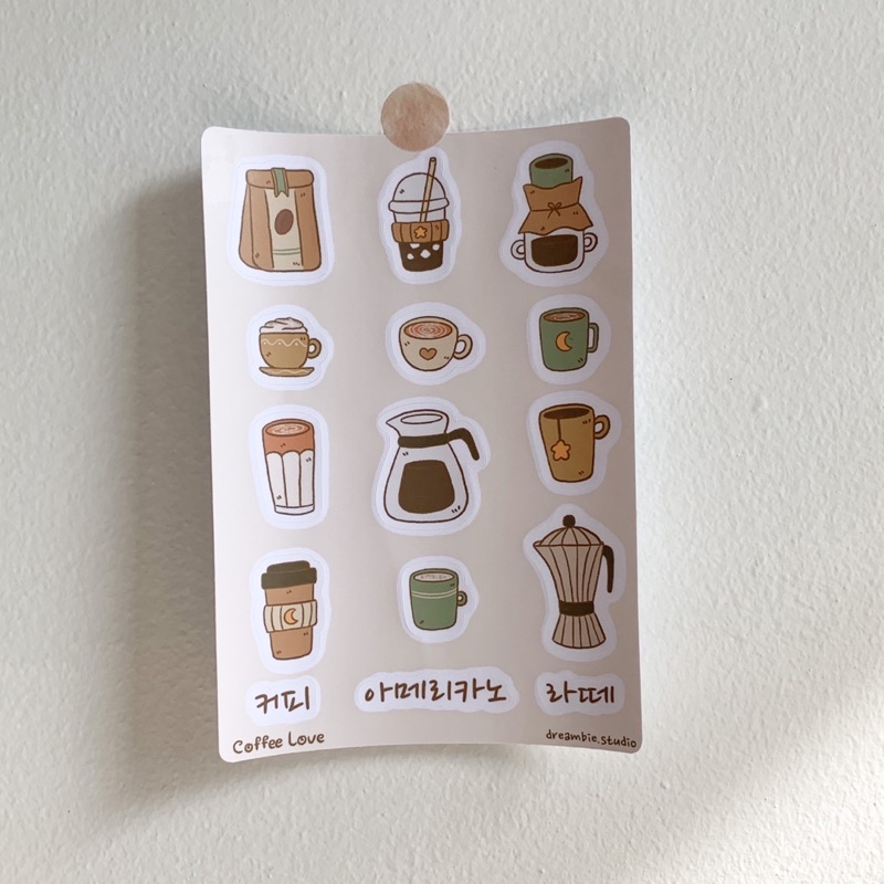 Dreambie | coffee love sticker sheet new ver. | hình dán coffee