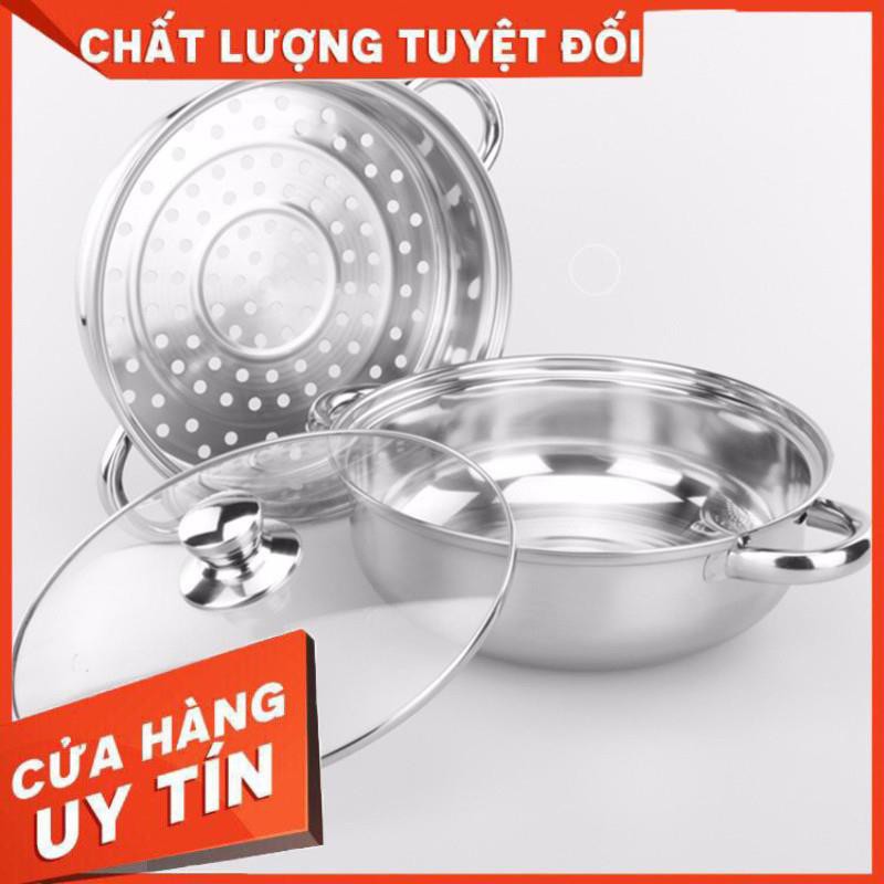 Nồi hấp INOX 2 tầng siêu đẹp,Nồi hấp 2 tầng 28cm