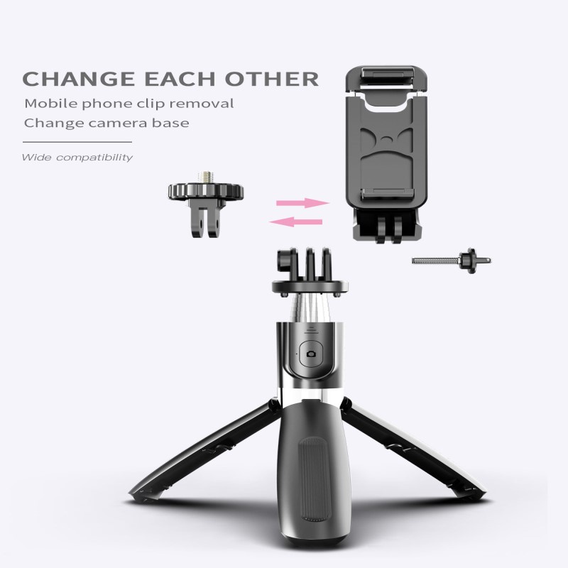 Tripod - Phụ kiện gậy chụp ảnh điện thoại 3 chân Bluetooth L02, Thiết kế xoay 360 độ, có remote