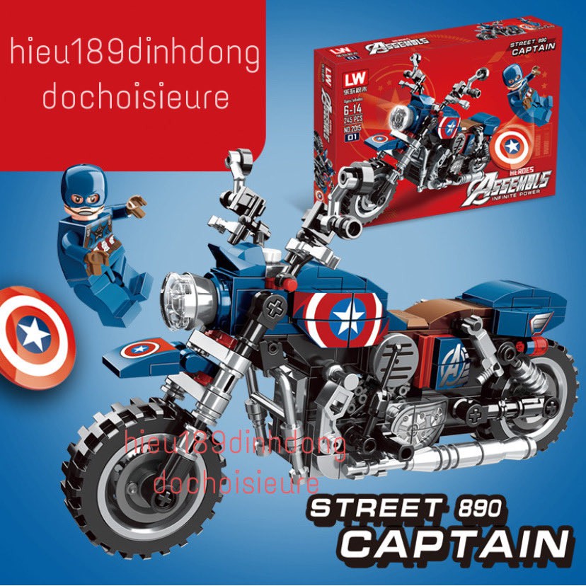 Lắp ráp xếp hình non Lego siêu anh hùng 2015 2032 : Xe máy của đội trưởng captain iron man