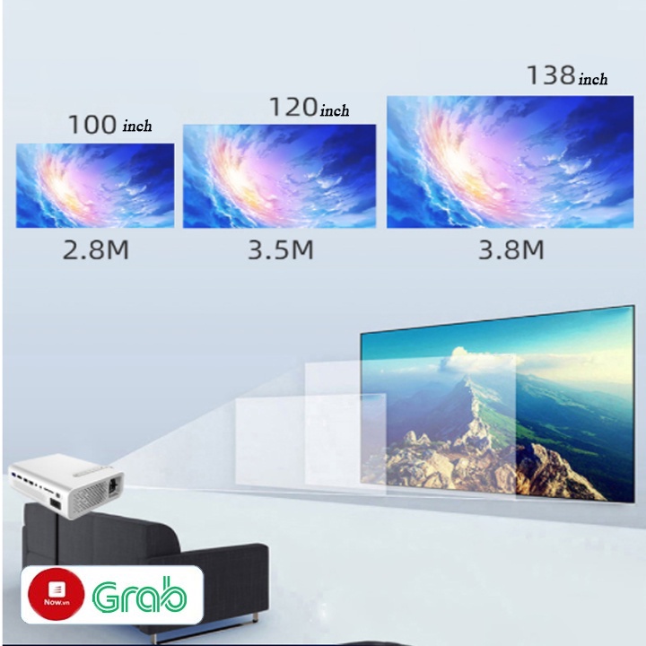 Máy chiếu mini fullHD 1080 độ sáng cao, kết nối điện thoại, máy tính