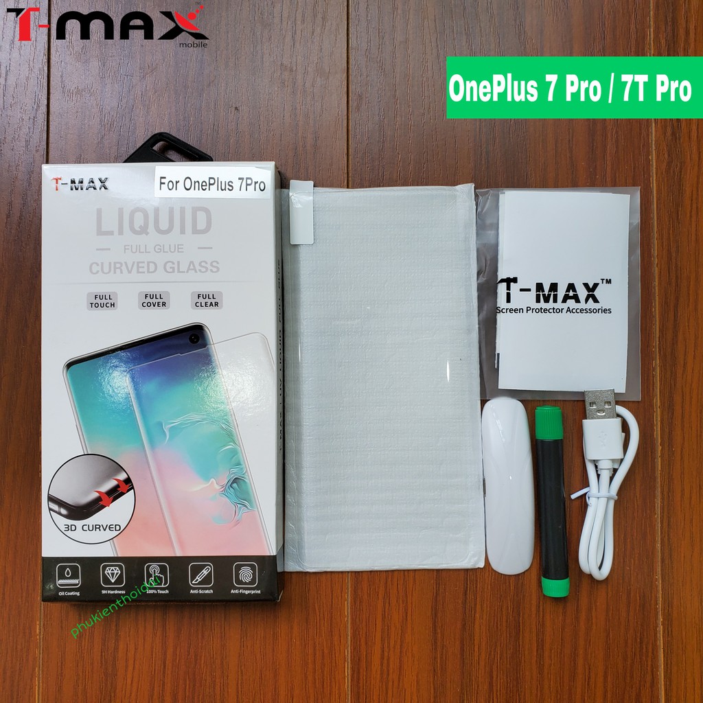 Cường lực Oneplus 7 Pro / OnePlus 7T Pro / OnePlus 9 Pro UV T-Max LIQUID trơn mượt Full màn trong suốt cao cấp tmax