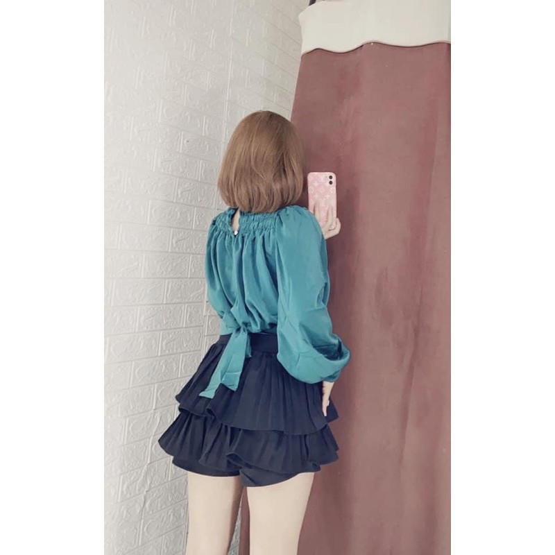 Áo croptop lụa nơ lưng