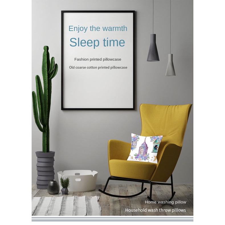 Vỏ Gối Vuông In Hình Tranh Màu Nước Phong Cách Thời Trang Độc Đáo