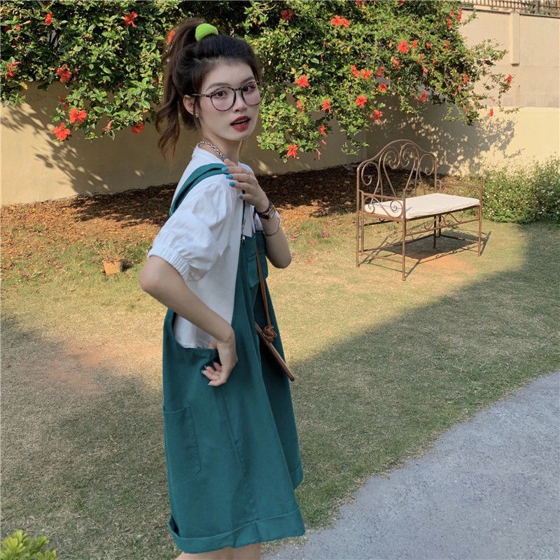 Bộ Trang Phục Hai Mảnh Gồm Áo Thun Dáng Rộng + Quần Short Dây Lưng Cao Phong Cách Hàn Quốc Thời Trang Cho Học Sinh Năm 2021