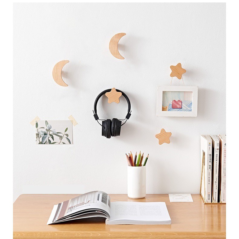 Móc Treo Tường Chịu Lực Siêu Dính - Móc Gỗ Dán Tường Hình Mây Decor Trang Trí Nhà Cửa