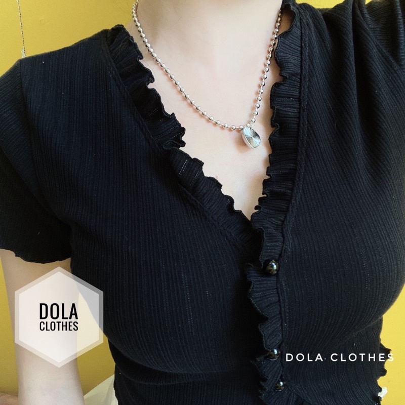 Áo Bèo Cổ V Cúc Ngọc Chất Thun Gân Co Giãn Siêu Hot Trendy