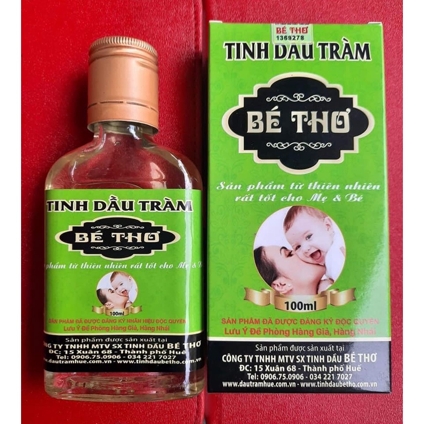 Tinh dầu tràm Bé Thơ chai xanh 100ml , 50ml , dầu tràm Huế cho bé