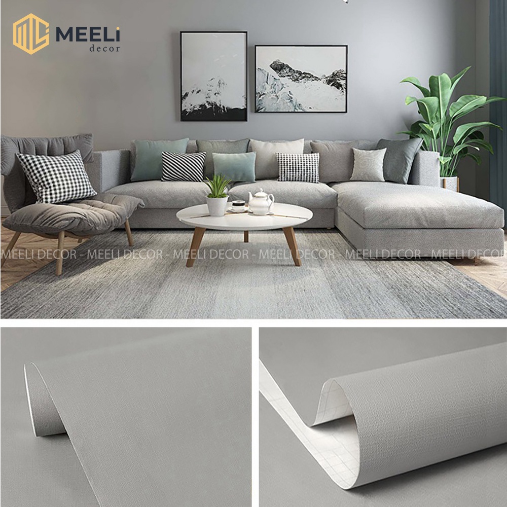 Giấy dán tường trơn màu pastel Meeli Decor decal dán tường phòng ngủ, khổ rộng 45cm, ME15