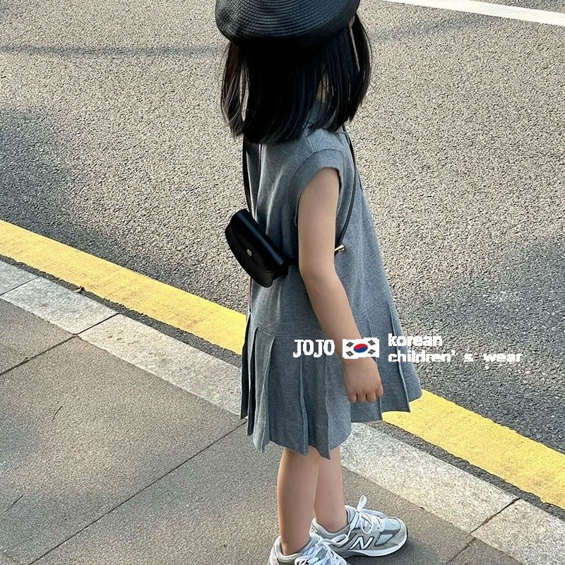 [Hàng Mới Về] Đầm Dài Không Tay Phong Cách Preppy Thời Trang Mùa Hè Hàn Quốc Dễ Phối Đồ Dành Cho Bé Gái