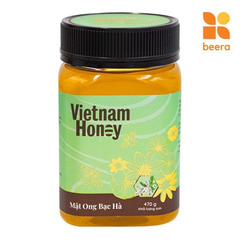 Bộ đôi mật ong Bạc hà &amp; Curcumin Vietnamhoney Beera khỏe người, đẹp dáng, tăng cường sức khỏe (2 lọ x 470g)