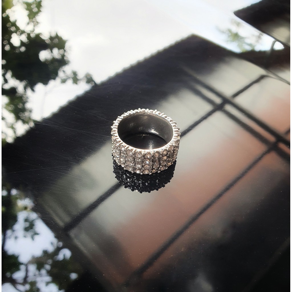 Nhẫn Thời trang CUBAN titan đính đá cz trắng bao quanh lấp lánh- Mẫu N025