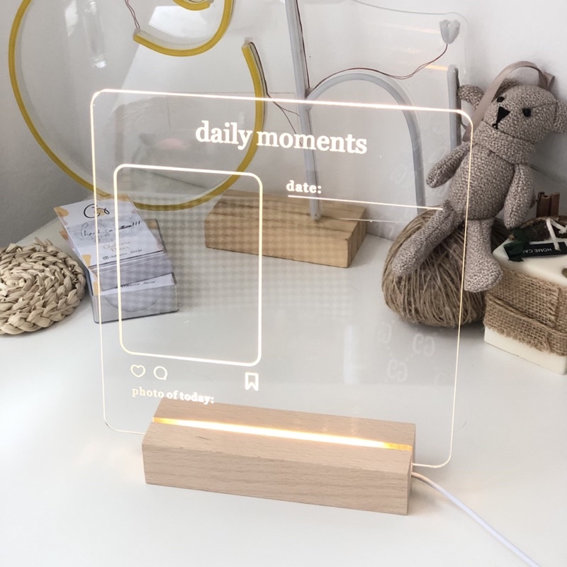 Bảng Ghi Chú Đèn LED Phát Sáng, Đèn Ngủ Để Bàn - 3 Mẫu Mã Chihome Decor