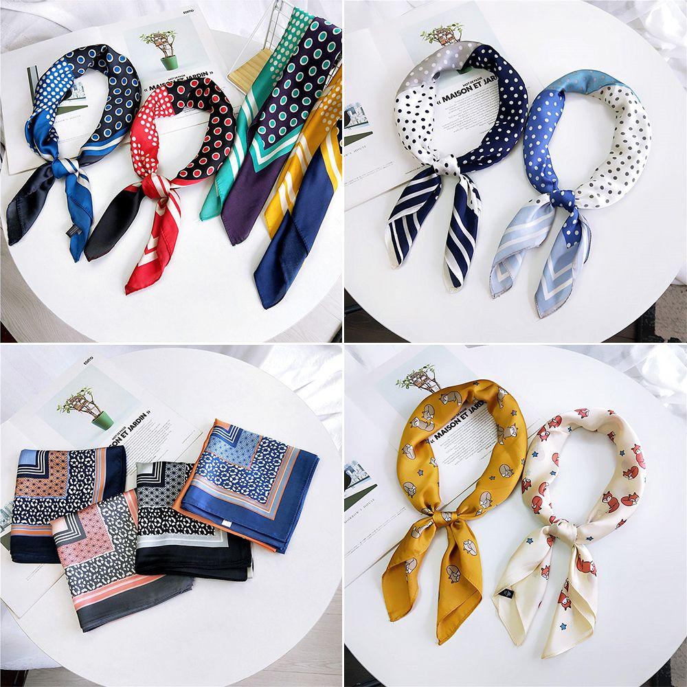 Khăn Quàng Cổ Vải Lụa Satin Hình Vuông Họa Tiết Hoa Thời Trang