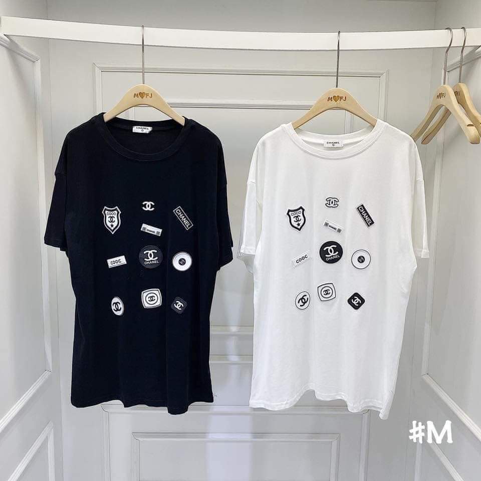 ÁO THUN IN HÌNH HUY HIỆU 2 MÀU ĐEN TRẮNG CHẤT ĐẸP