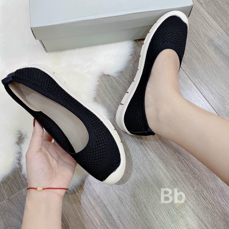 Giày lười len đế cao su mềm