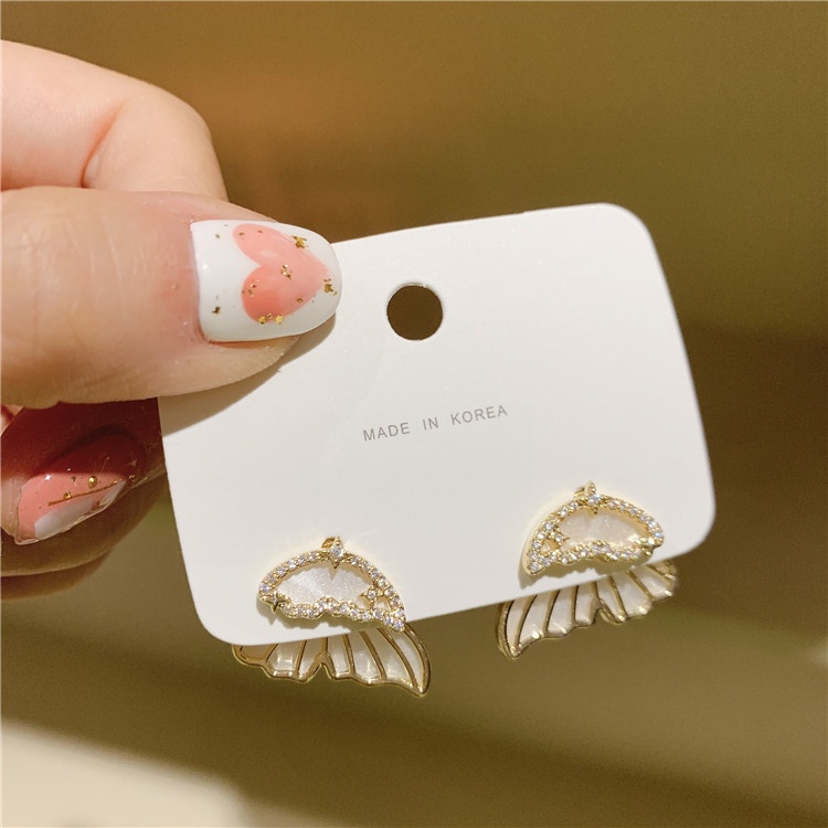 Bông Tai Hình Cánh Bướm Đính Đá Lấp Lánh Phong Cách vintage Hàn Quốc