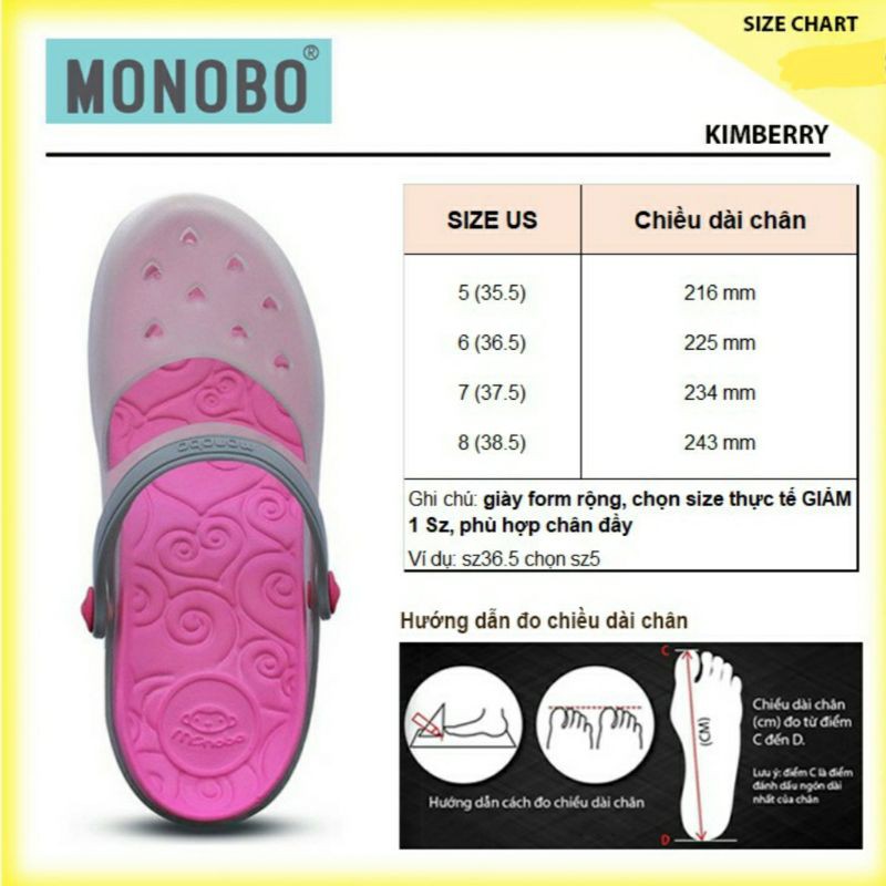 (2 màu - có sẵn) Giầy nhựa Thái Lan Monobo chính hãng cao 5cm