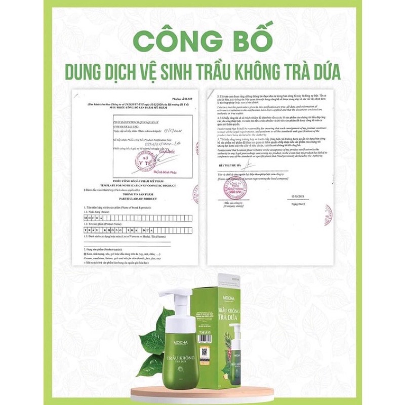 DUNG DỊCH VỆ SINH TRẦU KHÔNG TRÀ DỨA MOCHA - tặng nước hoa