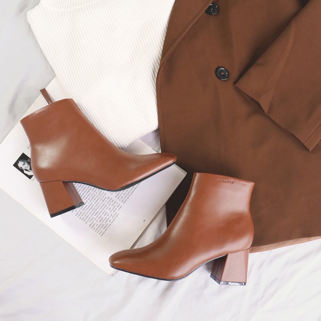 Boot nữ Cao Gót bAimée & bAmor Cổ Thấp Mũi Vuông Gót Vuông Cao 5cm Giày Bốt Đẹp Da Mềm Cao Cấp Màu Đen Kem Nâu - MS1616 | BigBuy360 - bigbuy360.vn