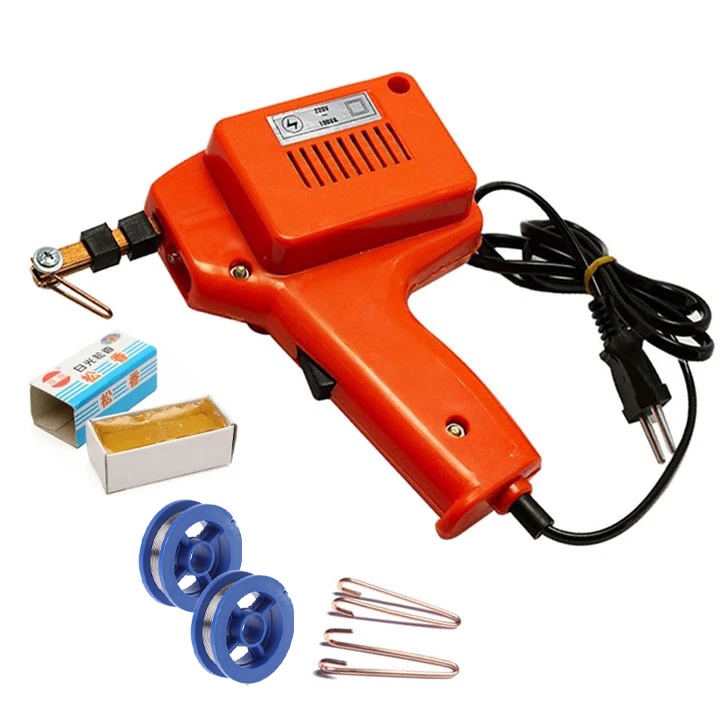 Combo Mỏ Hàn Xung + 2 Cuộn Thiếc Nhỏ + 1 Nhựa Thông + Tặng Kèm 2 Đầu Hàn Thay Thế