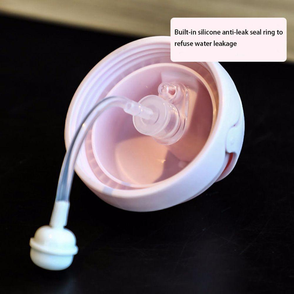 Bình Uống Nước Chống Tràn Có Tay Cầm Và Ống Hút Họa Tiết Hoạt Hình Dễ Thương Cho Bé