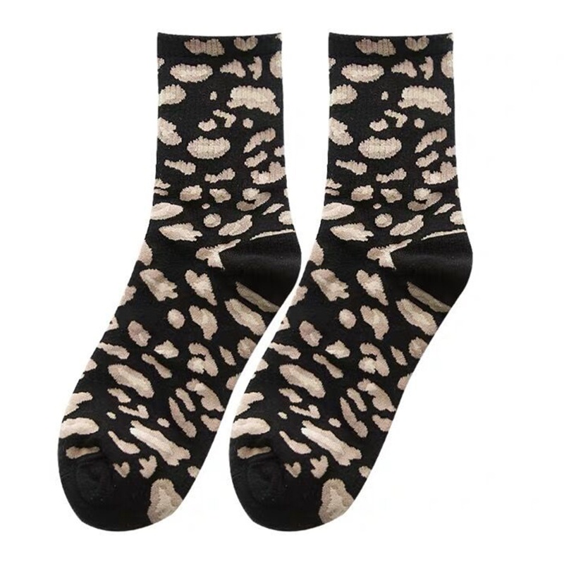 Vớ Cotton Cổ Vừa In Họa Tiết Da Báo Vui Nhộn Thời Trang Cho Nữ