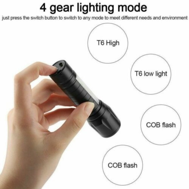 Đèn Pin Led COB 2 Trong 1 Chống Thấm Nước Siêu Sáng Có Thể Cầm Tay Sử Dụng Khi Đi Cắm Trại
