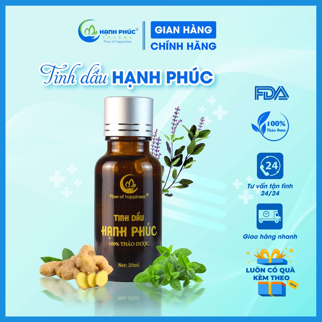 Tinh Dầu Hạnh Phúc thiên nhiên - 20ml giúp xông mũi họng | kiểm nghiệm quốc tế FDA Hoa Kỳ