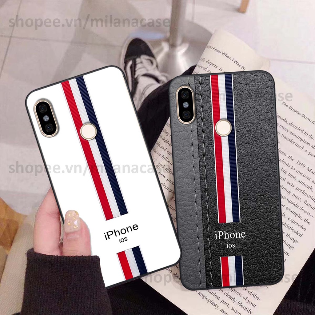 Ốp Xiaomi Mi A2 in giả da phong cách thể thao, cá tính, thời trang