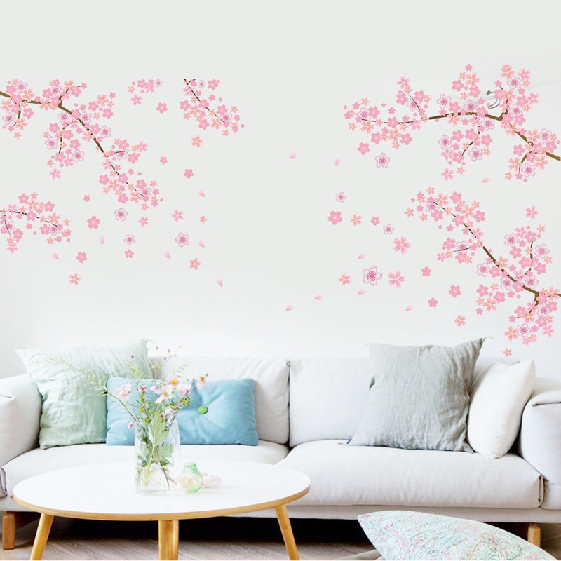 Miếng Dán Tường Trang Trí Hình Hoa Mận Bằng PVC Tự Dính Có Thể Tháo Gỡ Trang Trí Phòng Ngủ/Phòng Khách/Phòng Ngủ Cho Bé