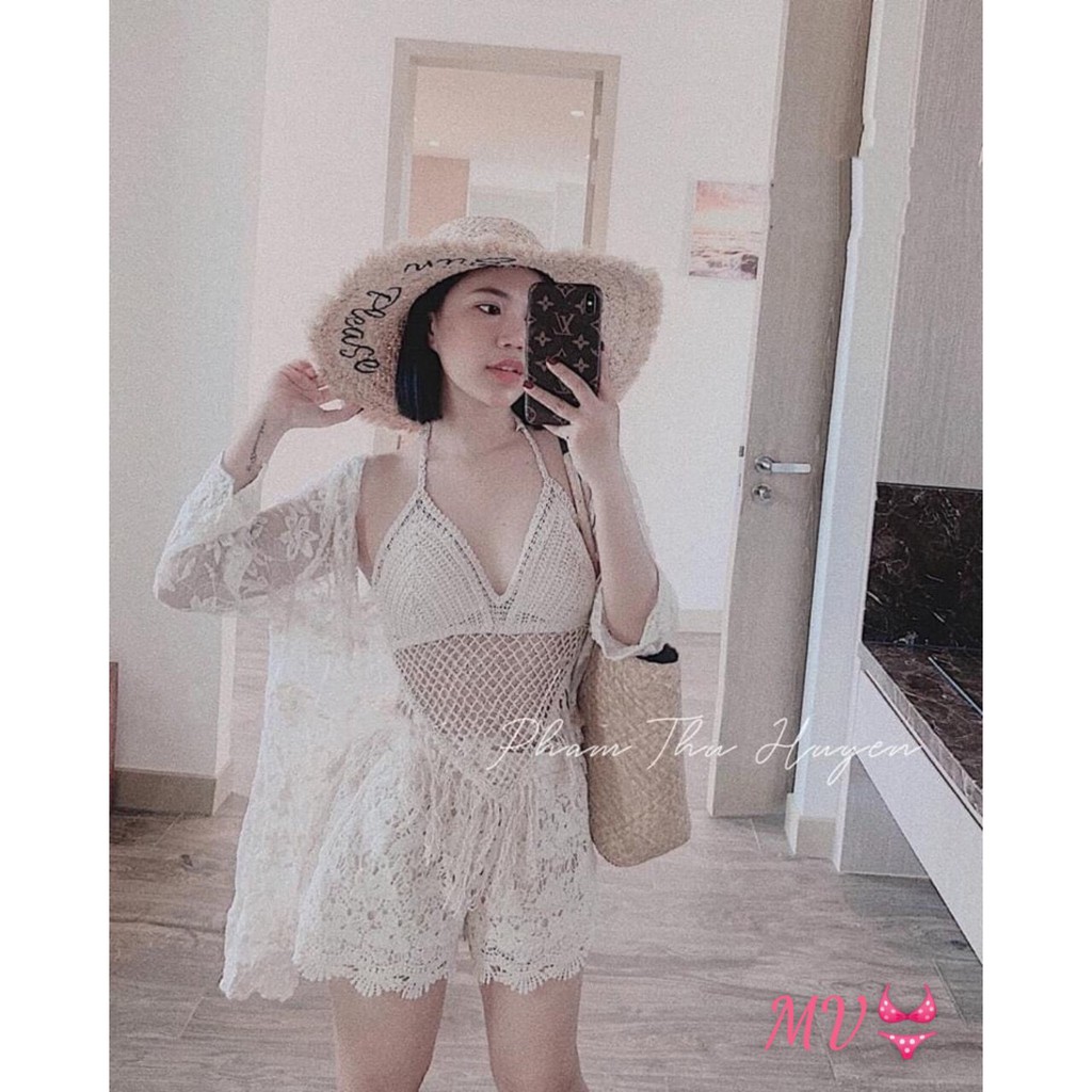 [SÉT REN ĐI BIỂN+ BIKINI+ BỘ BƠI+ ÁO BƠI+ HÀNG LOẠI 1]Sét 3 trong 1 áo choàng hoa kết hợp áo yếm quần ren | BigBuy360 - bigbuy360.vn