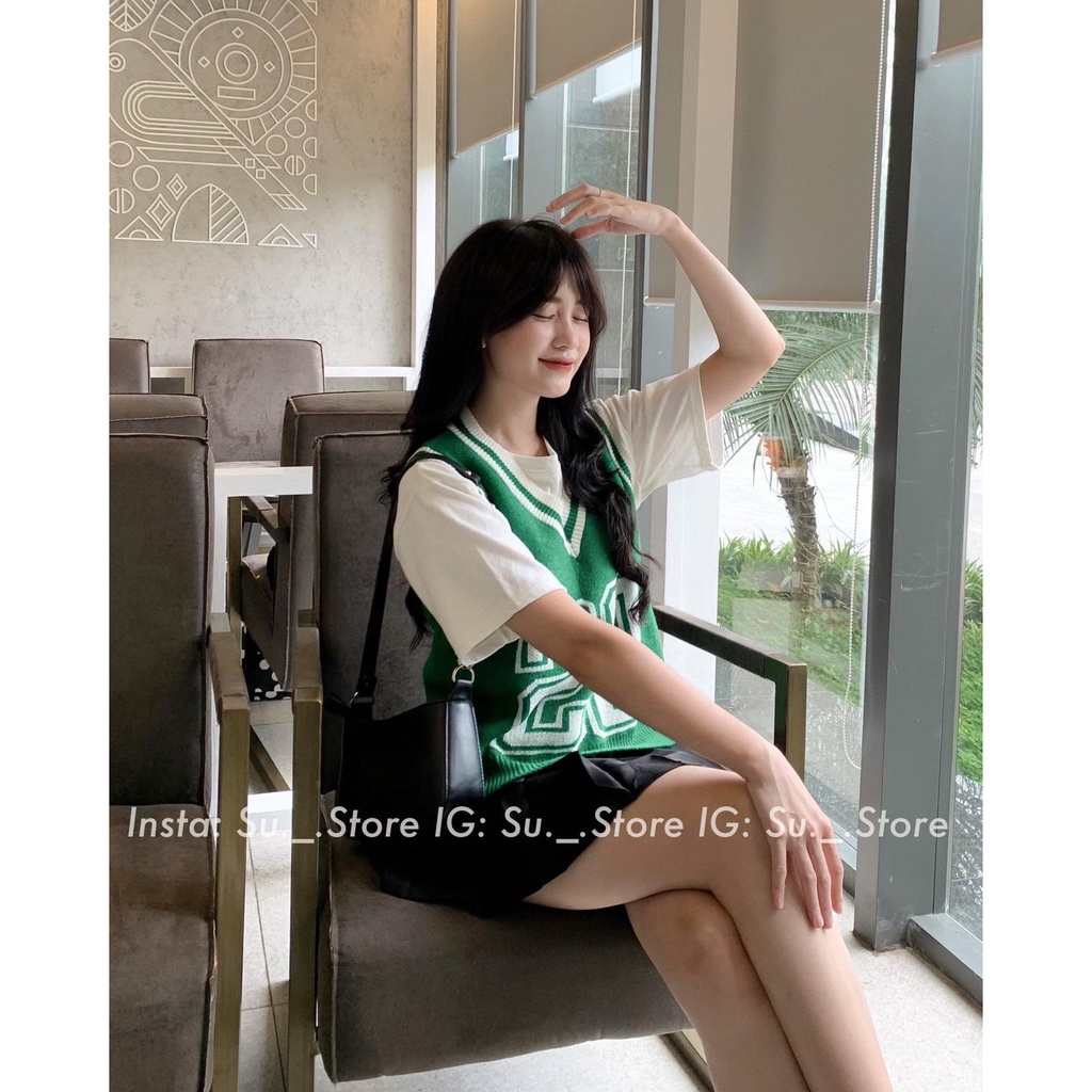 Áo gile len pha viền in số A2377 SUSTORE