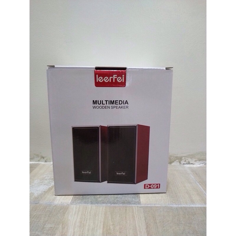 Loa vi tính chuẩn 2.0 LeerFei D-091 vỏ gỗ, cho PC, Laptop, Điện thoại âm thanh chắc, đỉnh, giá rẻ.