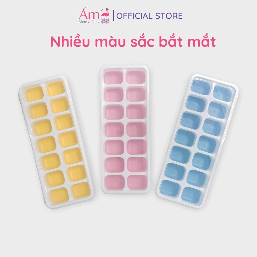 Khay Trữ Đông Đồ Ăn Dặm Silicon Cho Bé Ấm Baby Khuôn Làm Đá Bảo Quản Thức Ăn Ấm Gift Decor