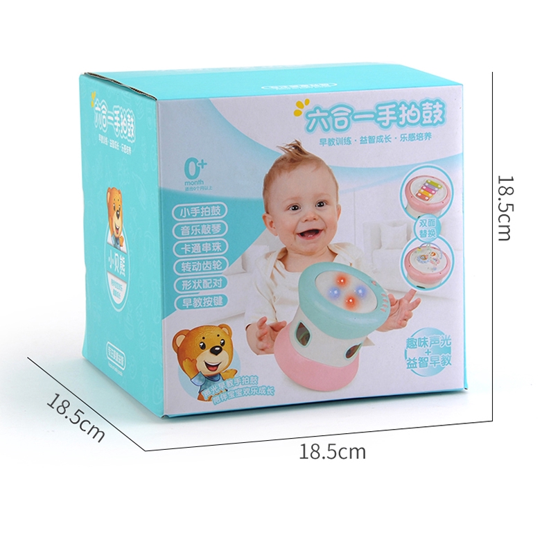 trống đồ chơi 2 mặt thay đổi có phát nhạc và đèn nhấp nháy 607 vui nhộn dễ thương