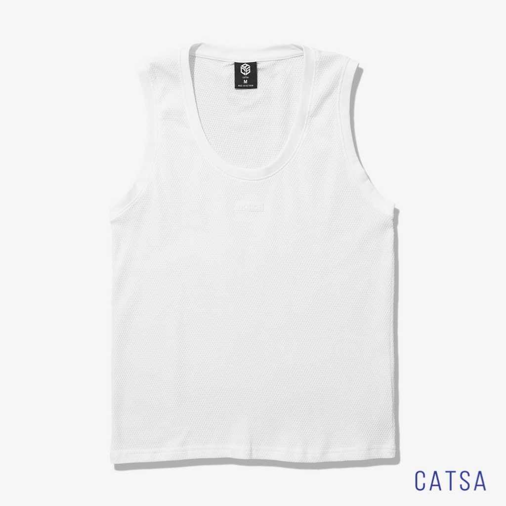 Áo thun ba lỗ trắng in họa tiết chất thun Cotton Xốp bền, thoáng khí, thoải mái vận động CATSA ATT045