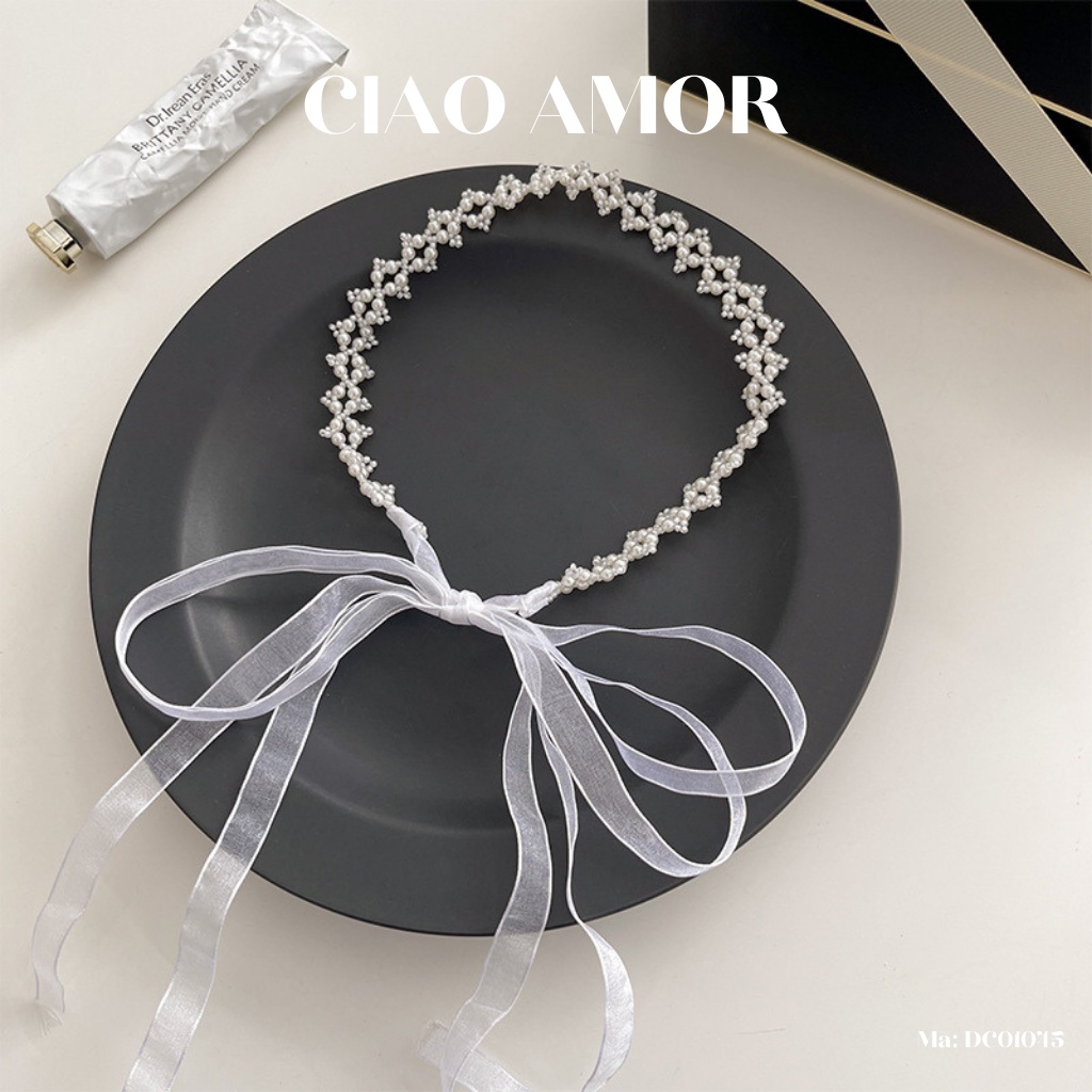 Choker ngọc, Băng đô tóc trước chuỗi ngọc xinh xắn Phụ kiện tóc Ciao Amor - DC01045