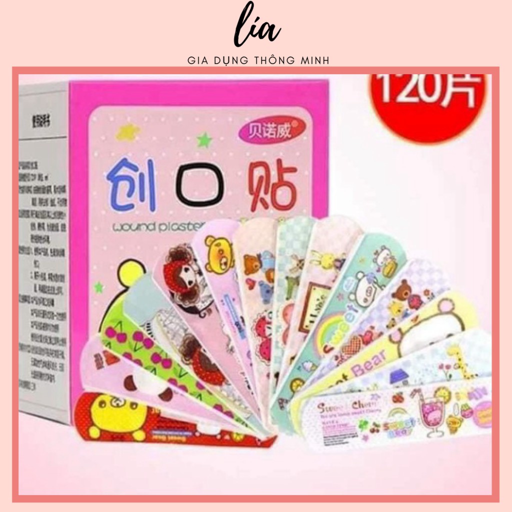 Combo 100 miếng dán băng gâu hoạt hình cho bé- Băng gâu cute dán vết thương