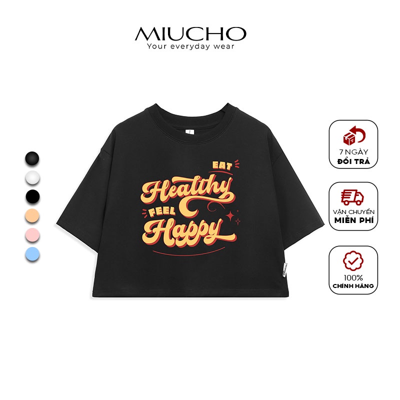 Áo croptop nữ kiểu chất vải cotton MC001 Miucho in graphic