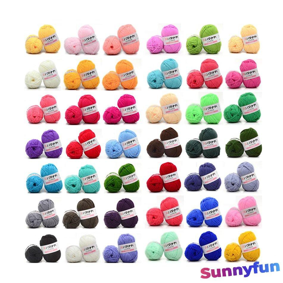 Set 4 Cuộn Len Chuyên Dụng Cho Đan Móc Cuộn len sợi cotton dày dặn đan móc búp bê DIY tiện lợi