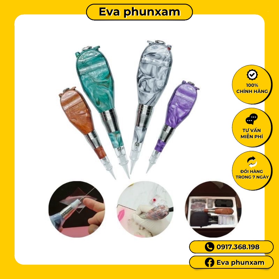 Máy phun xăm thần thánh TÍCH ĐIỆN và CHỈNH TỐC ĐỘ, CHỈNH KIM - Phun tán bột lông mày siêu đẹp