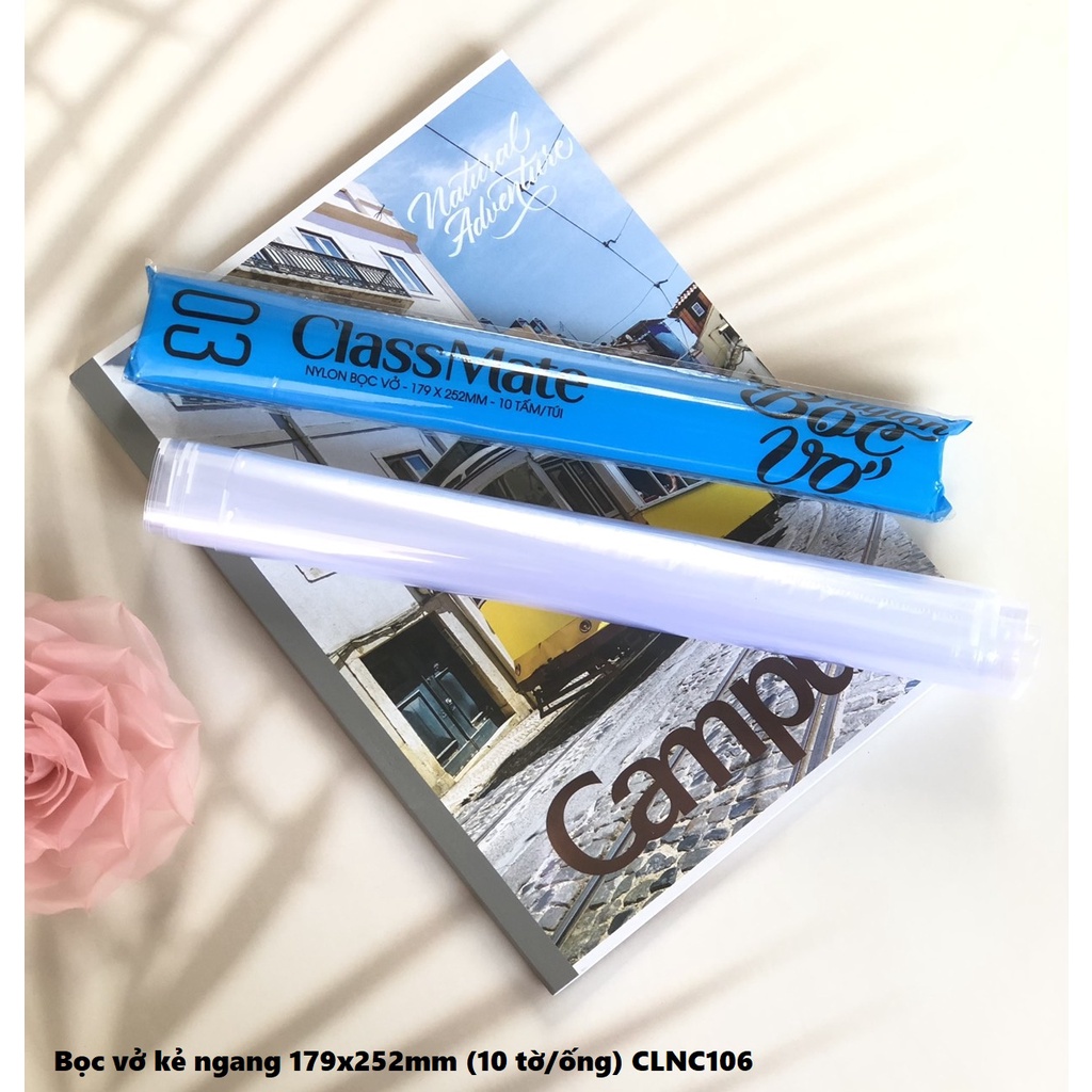 Bọc sách vở trong suốt Classmate, độ dày 0.05mm, chịu lực trầy xước, bóng mịn bền dẻo, thân thiện môi trường- các khổ