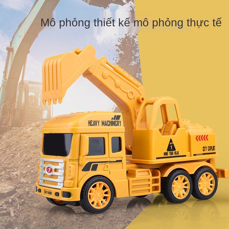 Xe đẩy công nghệ trẻ em -loại máy xúc mô phỏng kéo lùi theo quán tính, đồ chơi giáo dục kỹ thuật đa phong cách